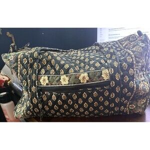 VTG Maggie B Blue Patterned Quilted Weekender Double Handle Large Duffle Bag